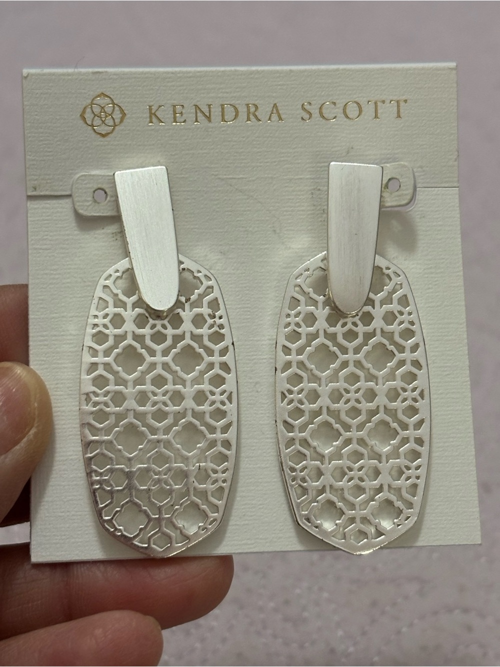 Kendra Scott Rhodium (Silver) Lattice Drop Earrings
